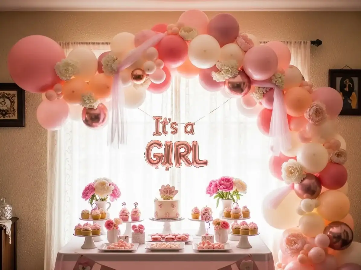 Decoración con globos para baby shower en CDMX — ejemplo 1