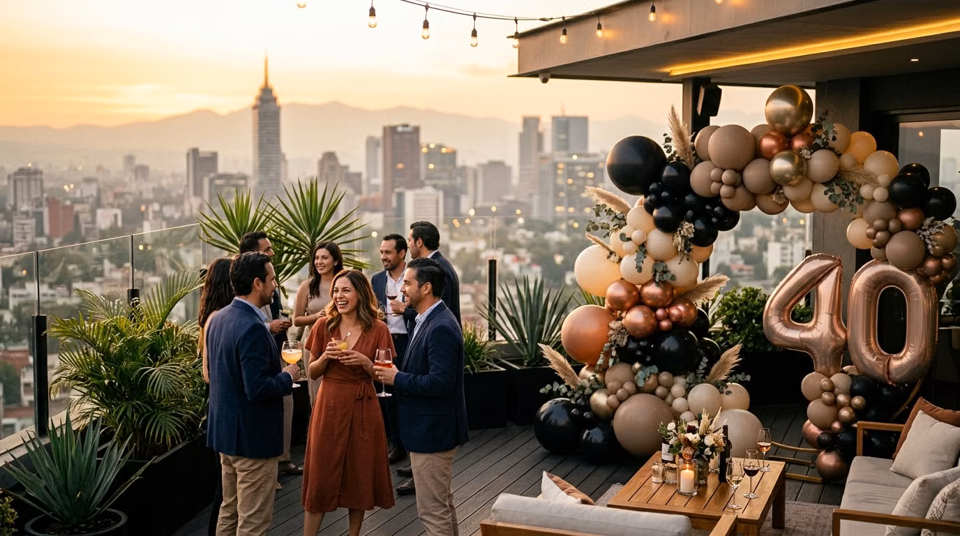 Decoración con globos para Cumpleaños Adulto en CDMX