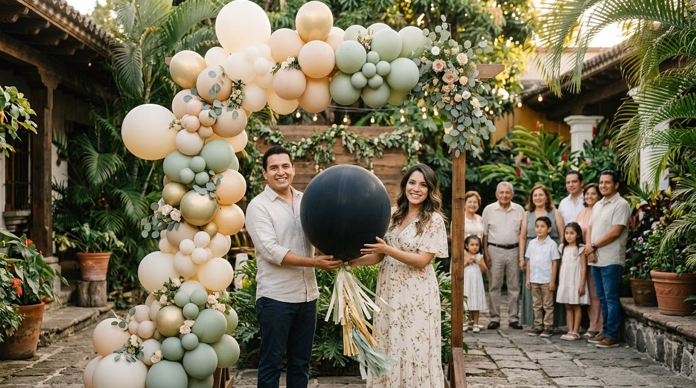 Decoración con globos para Gender Reveal en CDMX