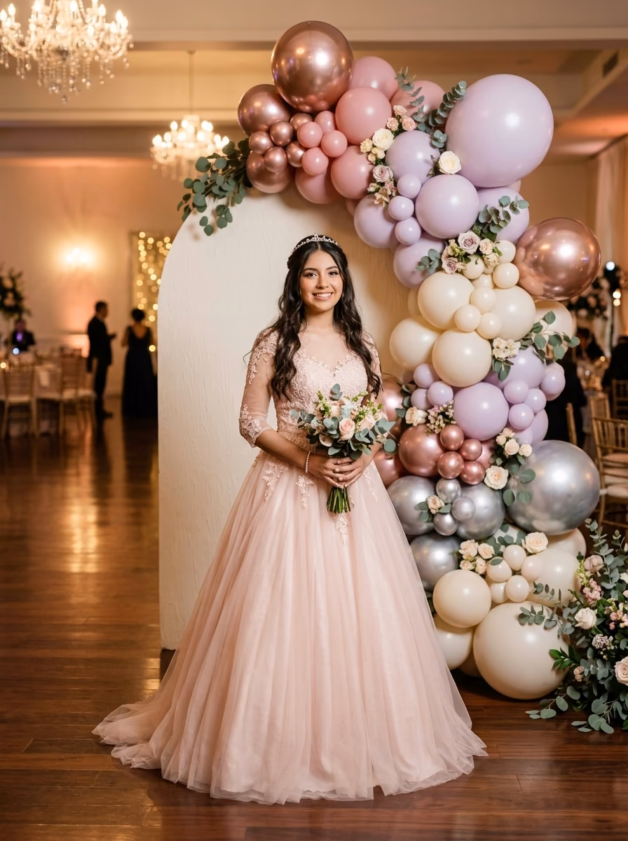 Decoración con globos para XV Años en CDMX