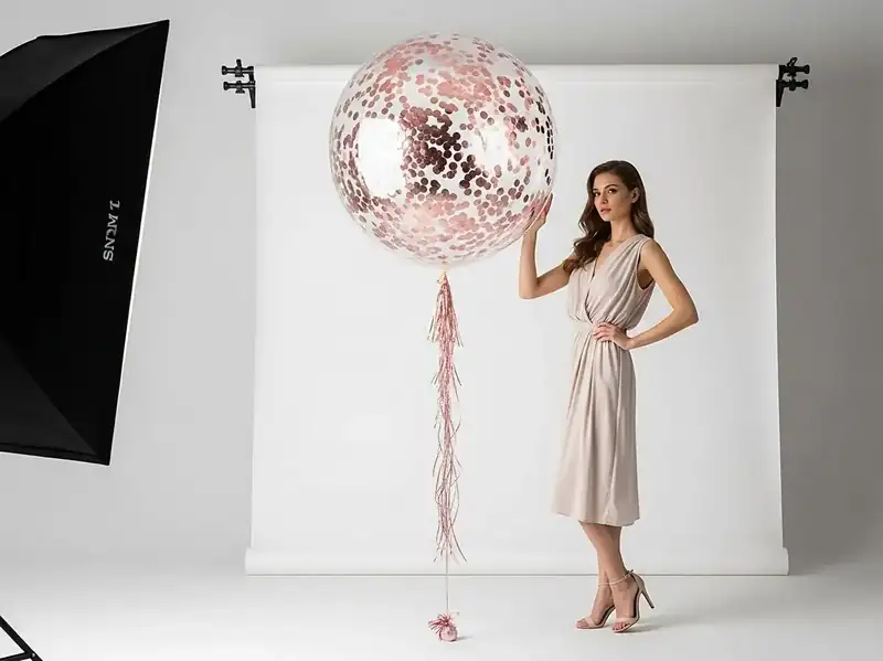 Globo gigante con confeti en rose gold