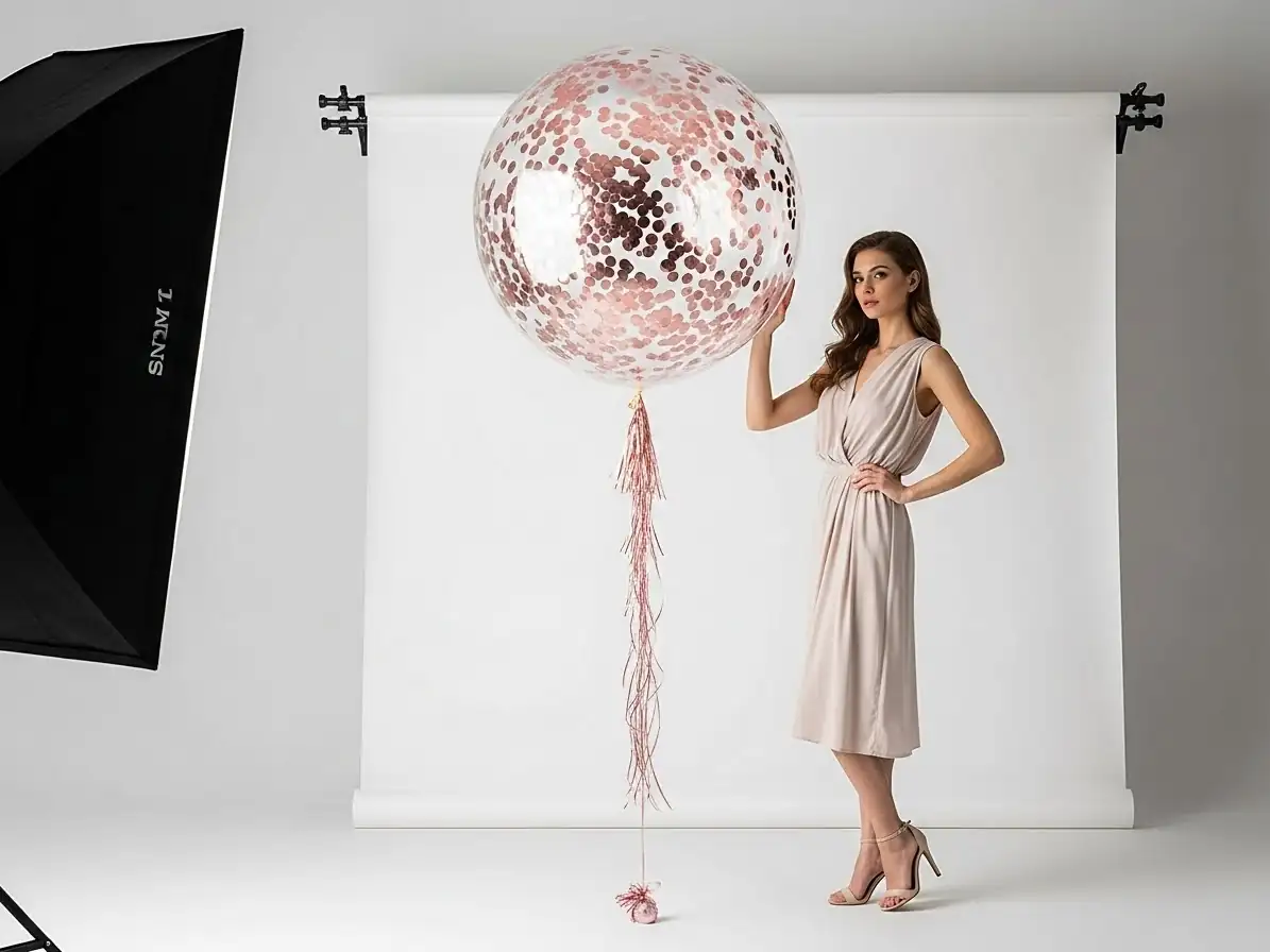 Globo gigante con confeti en rose gold
