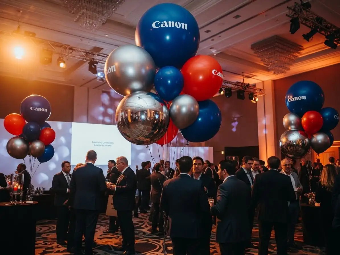 Globos gigantes impresos con logotipo de marca en una activación corporativa