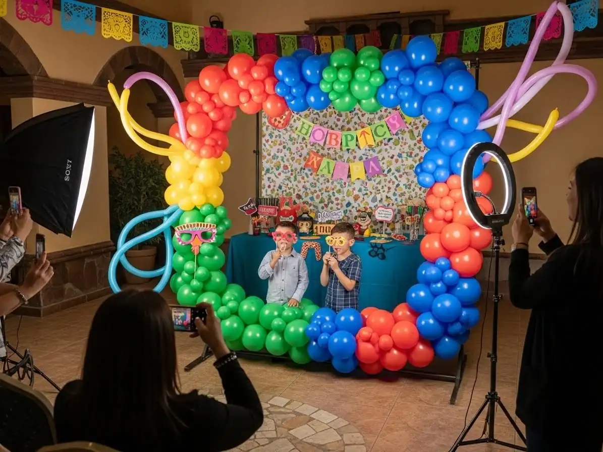 Marco de globos para photobooth de fiesta mexicana